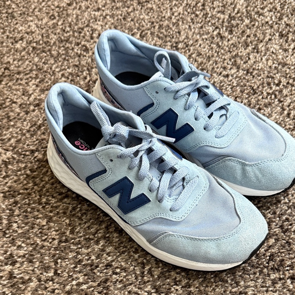 New Balance Sky Blue and Navy Sneakers